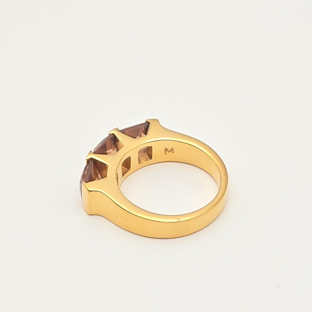 Vintage SWAROVSKI Ring Signed 3 Austrian Crystals 18k Yellow Gold Plate Size 7.5 - Picture 7 of 14